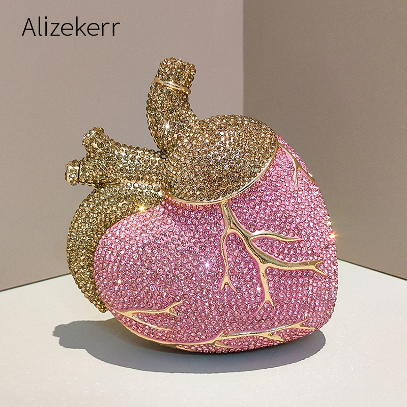Evening Bag Beaded - Alizekerr Heart Shaped Diamond Evening Bags