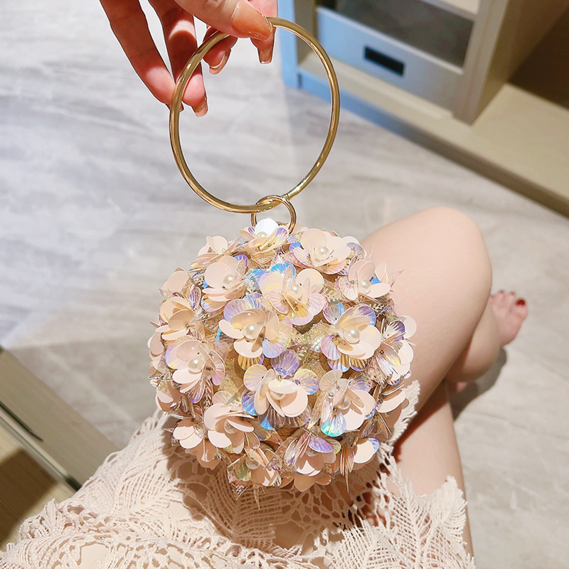 Evening Bag Beaded - Mini Sequin Flower Evening Bag, Elegant