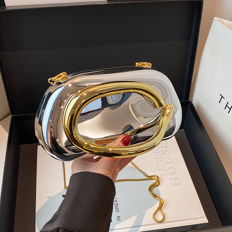 Women Bags 2026 Trends - Gold Closure Box Clutch Bag women