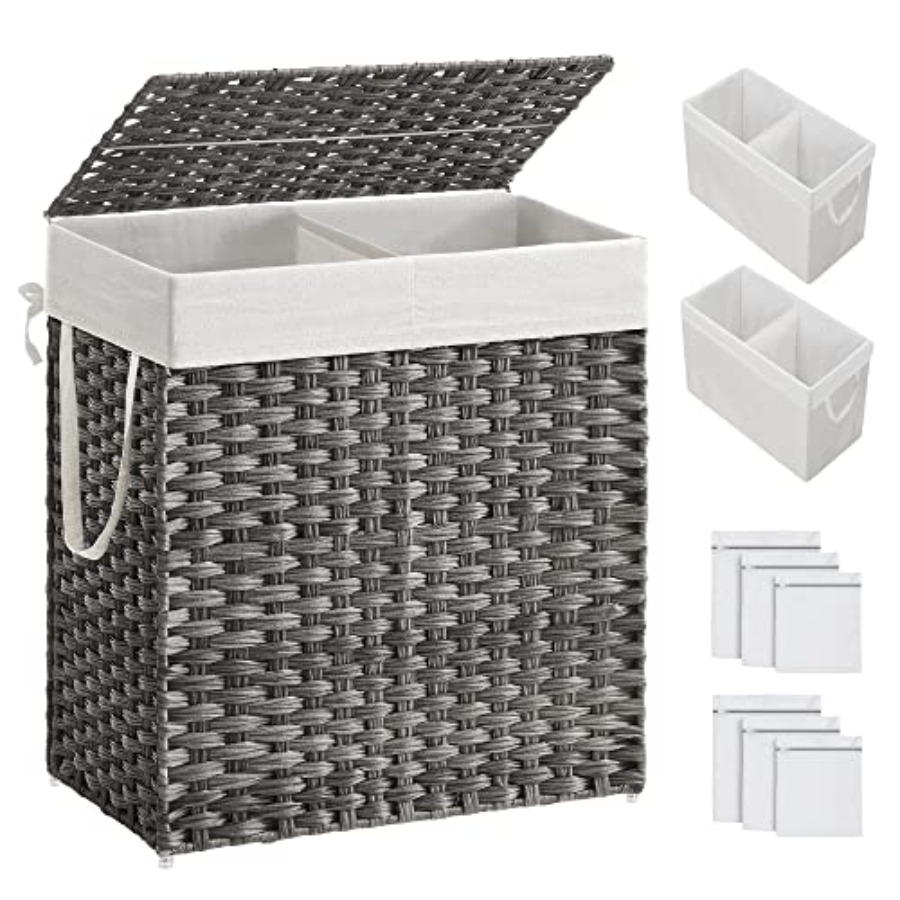 Basket Bag Wicker - Laundry Hamper with Lid, Cothes Hamper