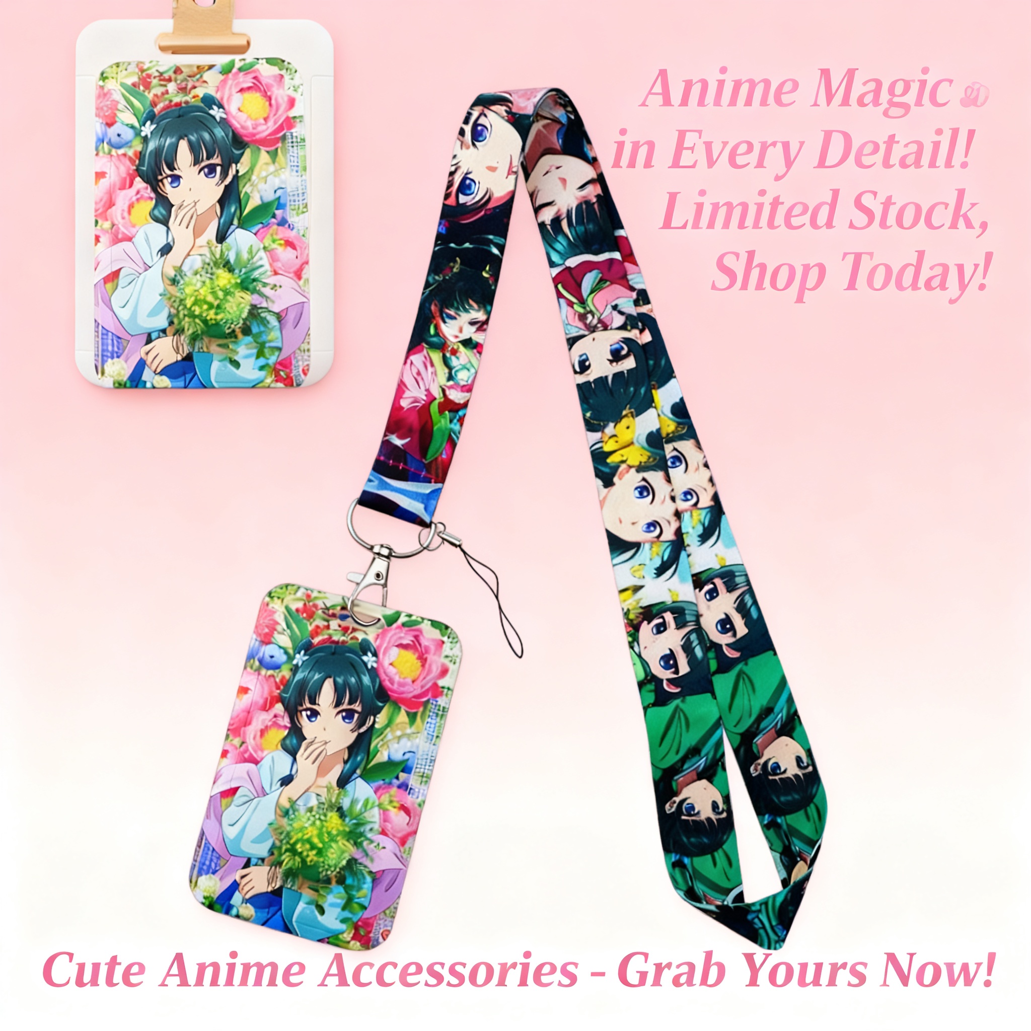 Women'S Japanese Bags - Cute Anime Girl Lanyard Neck Strap