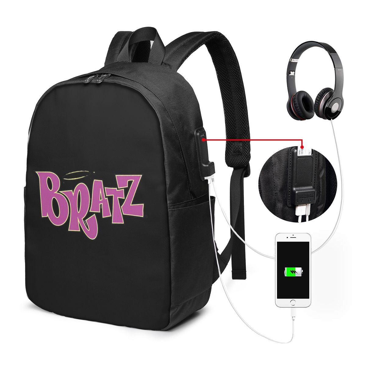 Women Bags College - Bratz Logo Backpack Travel Notebook Bag