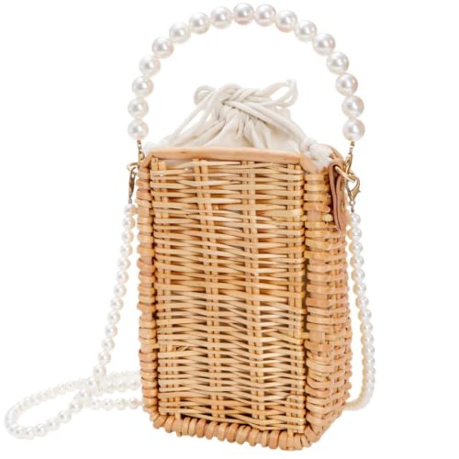 Pearl Basket Purse, Handwoven  - Basket Bag Wicker บทวิจารณ์และราคา