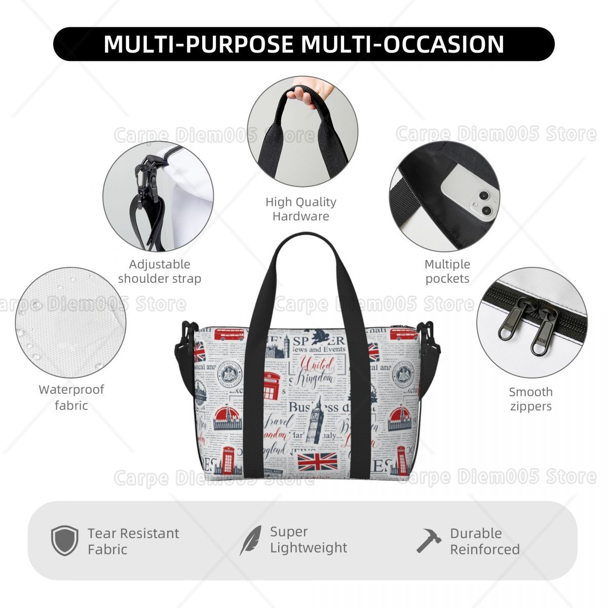 Vintage UK London Newspaper Tr - Women Bags Uk บทวิจารณ์และราคา