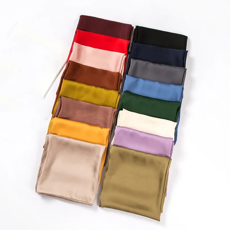 Satin Scarf Women 70cm Solid C - Women Bags Wholesale บทวิจารณ์และราคา