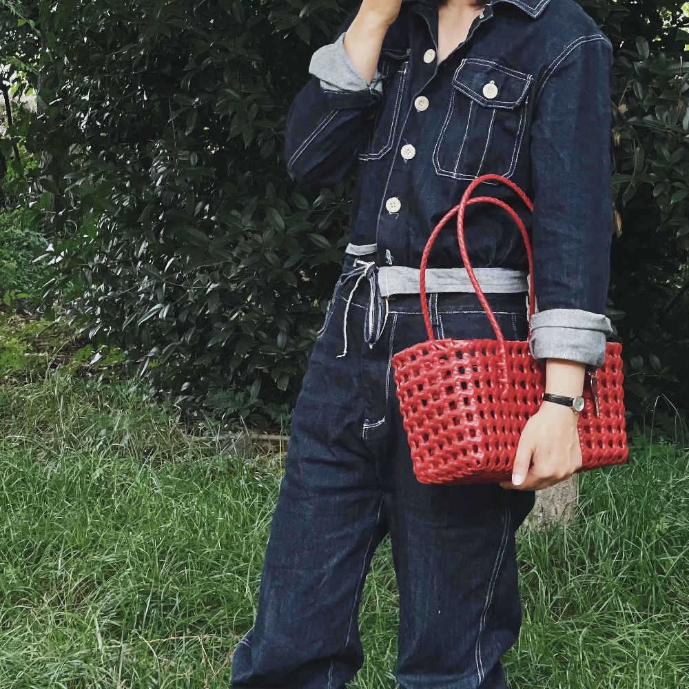 Plastic Hollow Weave Bag Large - Basket Bag Wicker บทวิจารณ์และราคา