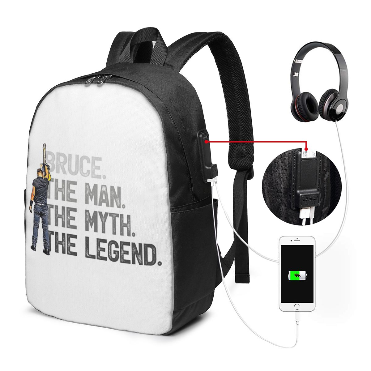 Bruce Springsteen Backpack Tra - Women Bags College บทวิจารณ์และราคา