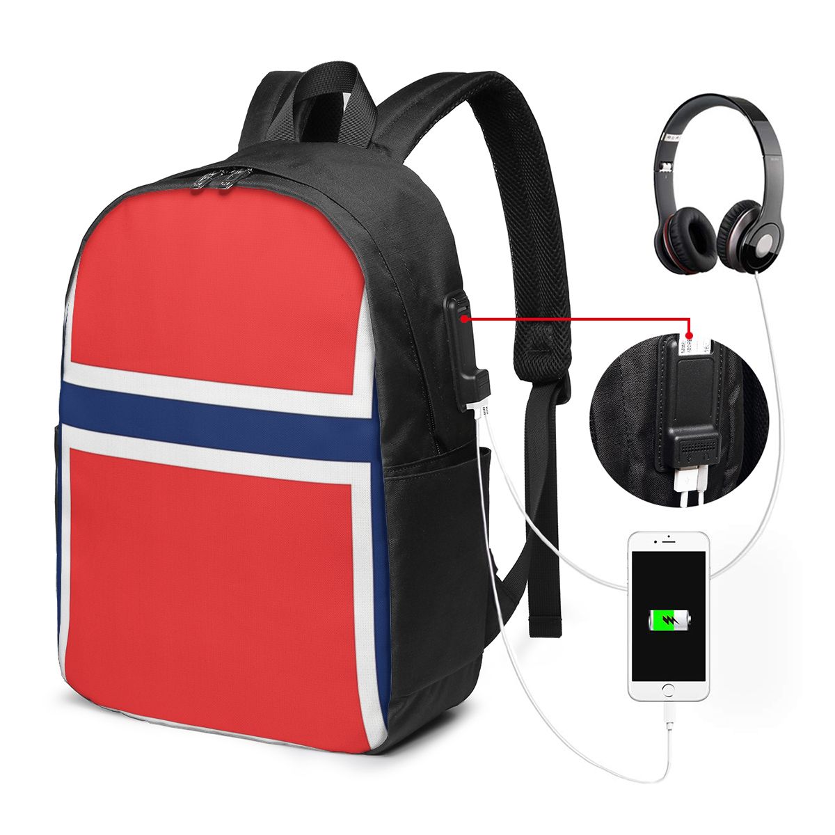 Norway Flag Backpack Travel No - Women Bags College บทวิจารณ์และราคา