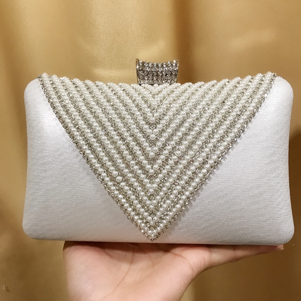 Women Pearl Diamond Beaded Eve - Evening Bag Beaded บทวิจารณ์และราคา