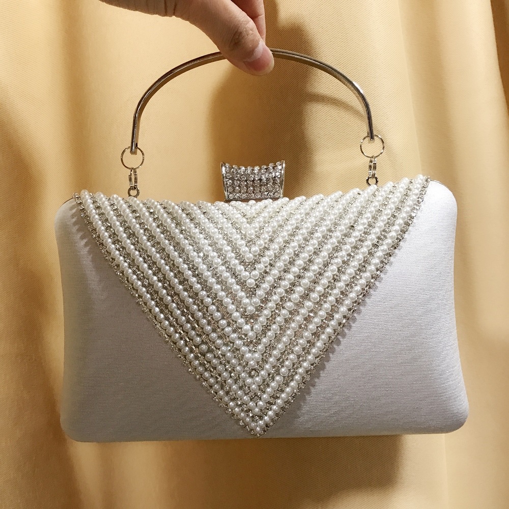 Women Pearl Diamond Beaded Eve - Evening Bag Beaded บทวิจารณ์และราคา