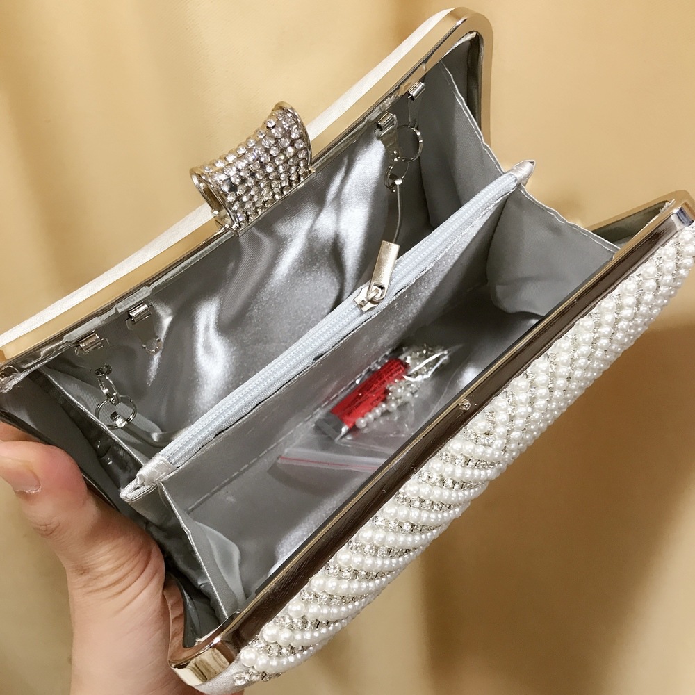 Women Pearl Diamond Beaded Eve - Evening Bag Beaded บทวิจารณ์และราคา