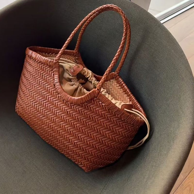 French Leather Woven Bag Fashi - Basket Bag Wicker บทวิจารณ์และราคา