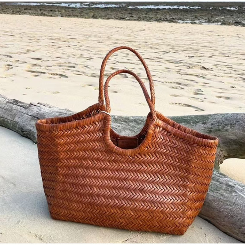 French Leather Woven Bag Fashi - Basket Bag Wicker บทวิจารณ์และราคา