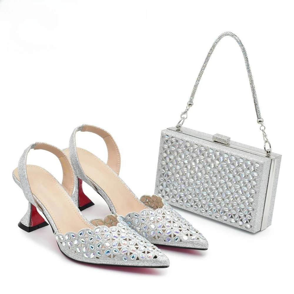 Silver Color Shoes and Bag for - Women Bags And Shoes บทวิจารณ์และราคา