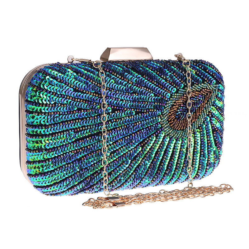 Clutch Bag Peacock Beaded Sequ - Evening Bag Beaded บทวิจารณ์และราคา