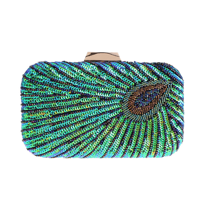 Clutch Bag Peacock Beaded Sequ - Evening Bag Beaded บทวิจารณ์และราคา