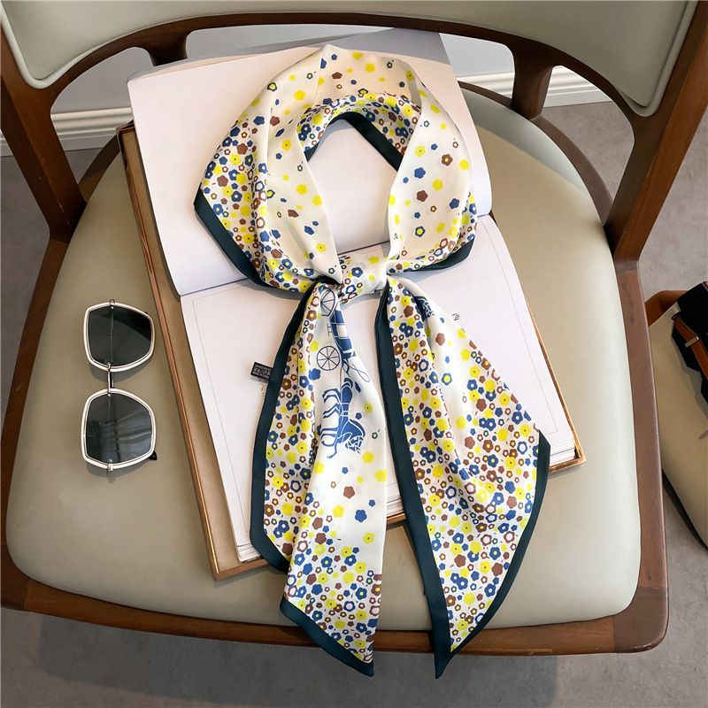Fashion Print Long Silk Scarf  - Women Bags Online บทวิจารณ์และราคา