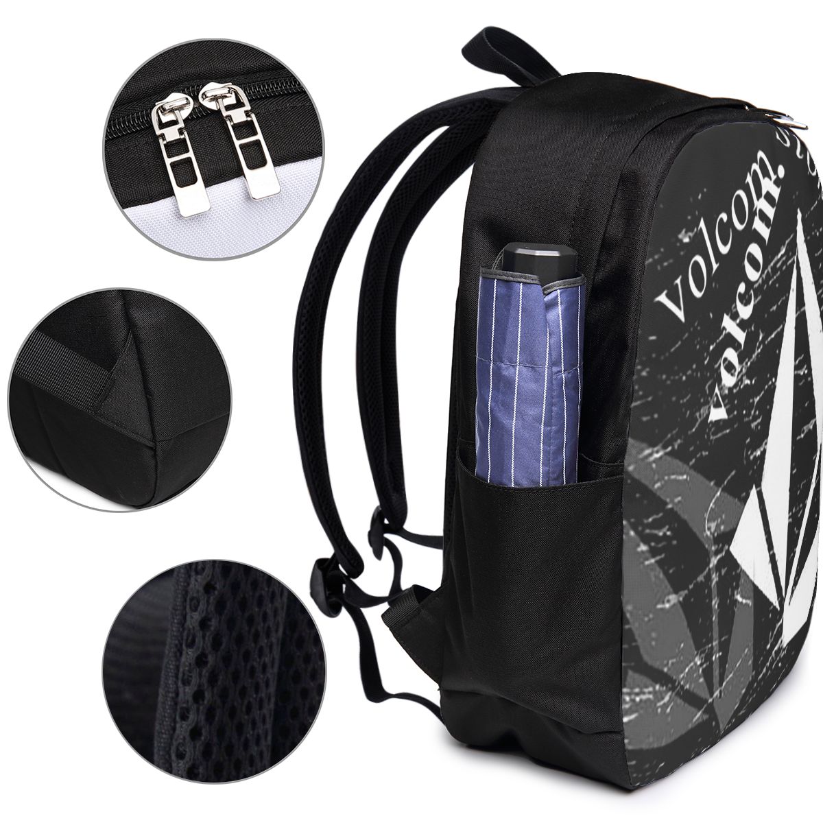 V-Volcom Logo Backpack Travel  - Women Bags College บทวิจารณ์และราคา