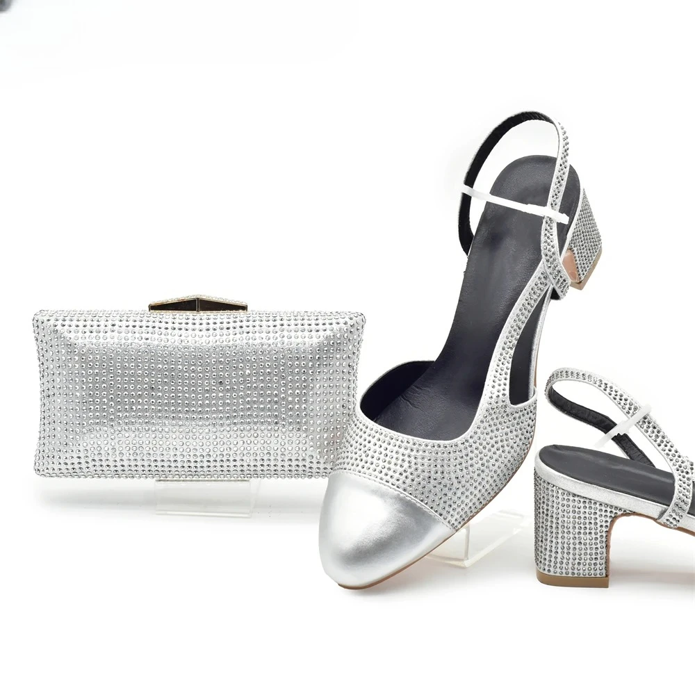Silver Shoe and Bag Set for Pa - Women Bags And Shoes บทวิจารณ์และราคา