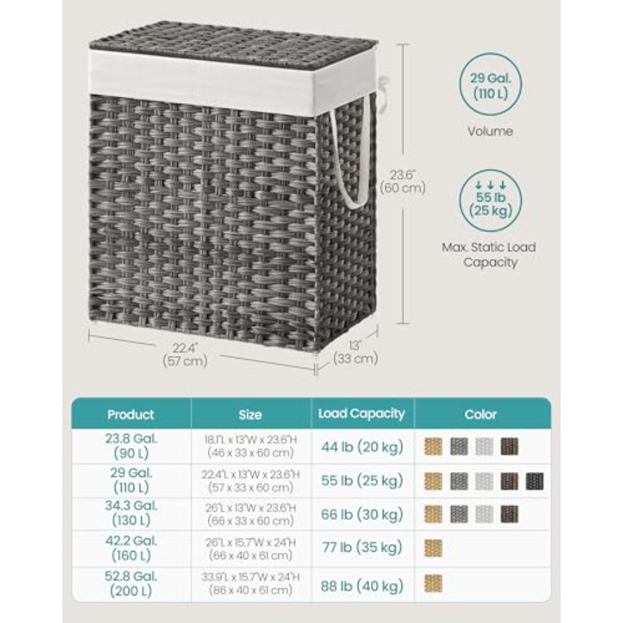 Laundry Hamper with Lid, Cothe - Basket Bag Wicker บทวิจารณ์และราคา