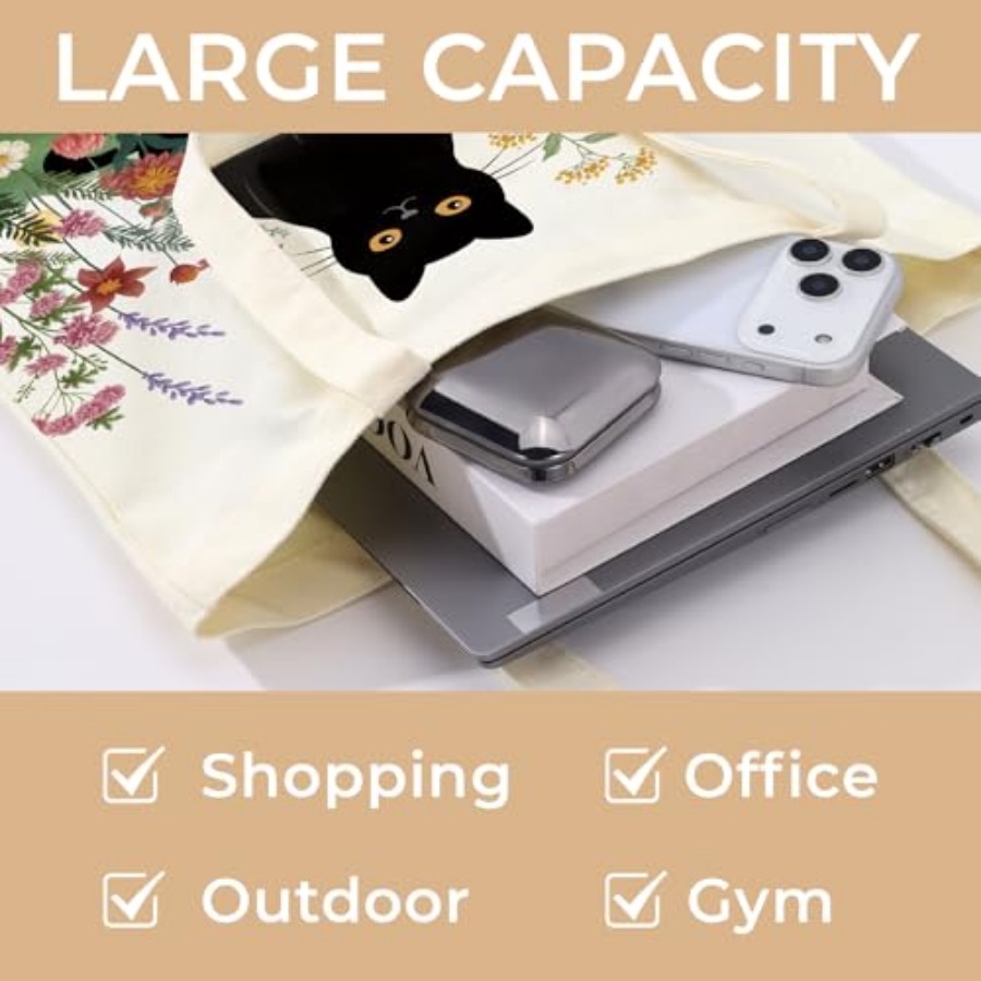 Cute Aesthetic Canvas Tote Bag - Women'S Bags For Work บทวิจารณ์และราคา
