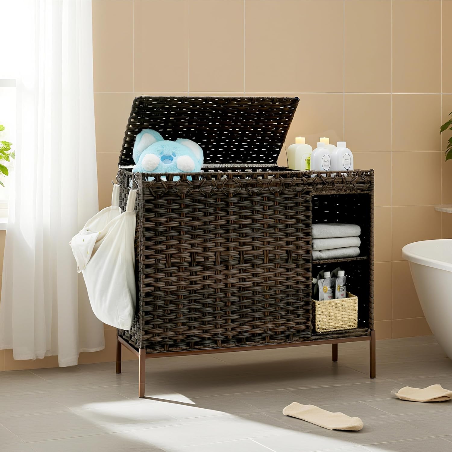 130L 3 Section Laundry Hamper  - Basket Bag Wicker บทวิจารณ์และราคา