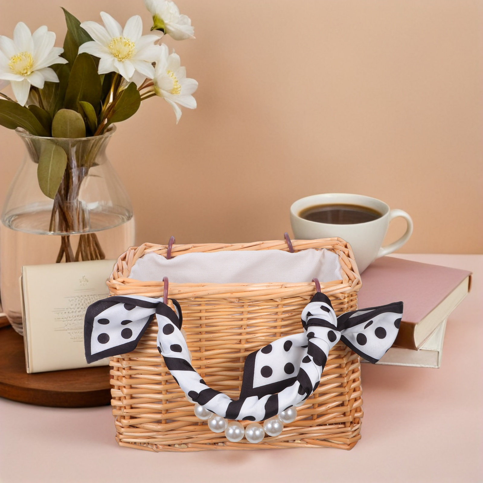 Decorative Handwoven Rattan Fl - Basket Bag Wicker บทวิจารณ์และราคา