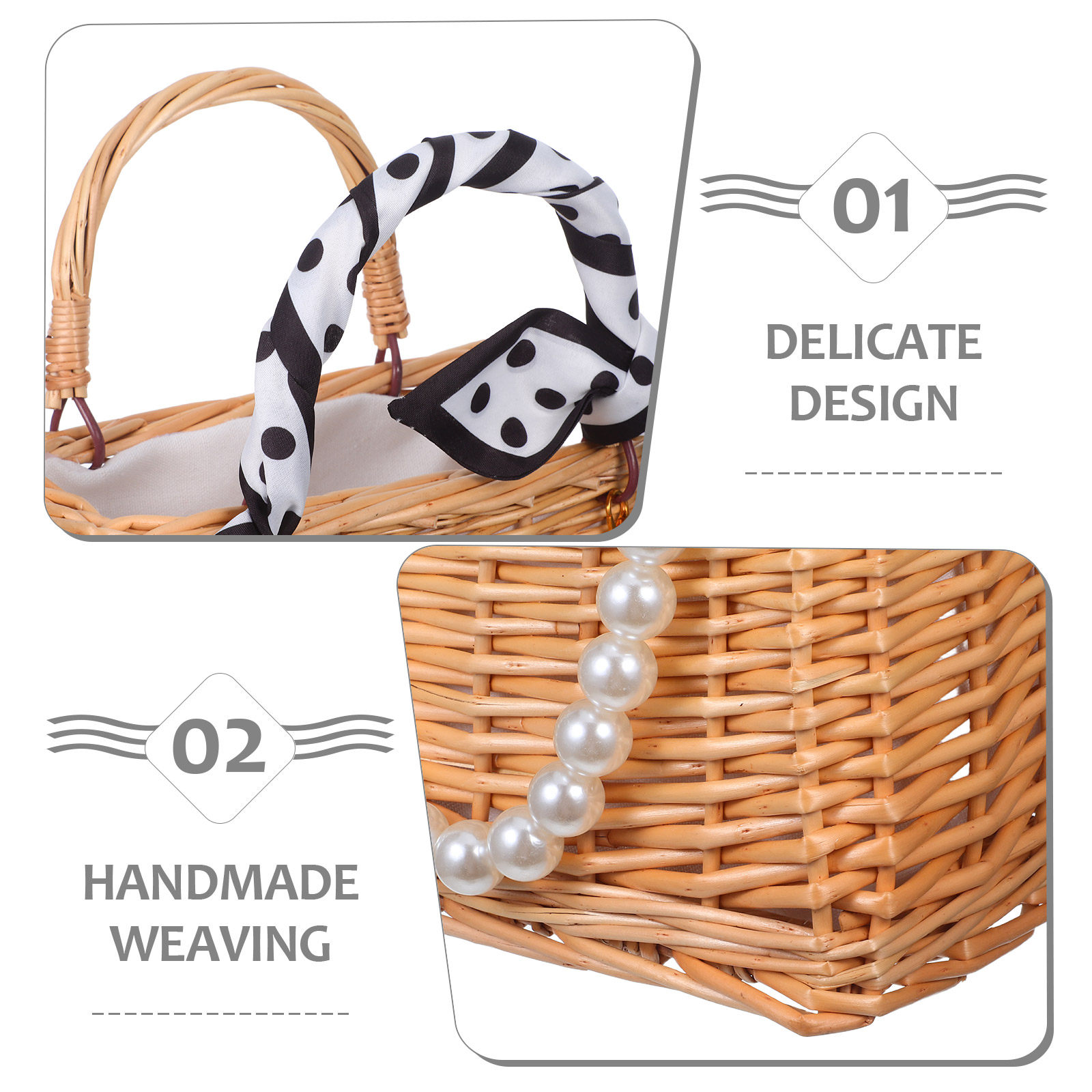 Decorative Handwoven Rattan Fl - Basket Bag Wicker บทวิจารณ์และราคา