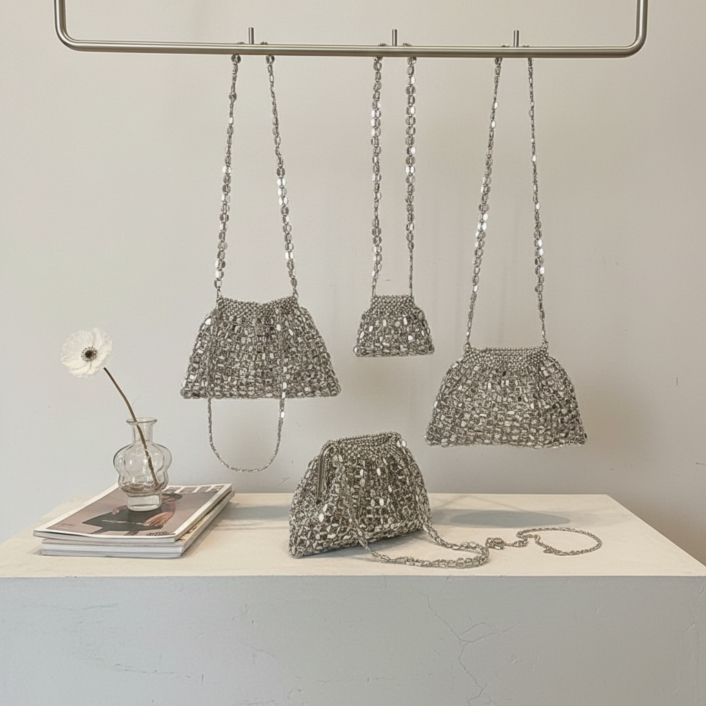 Silver Shiny Sequin Evening Ba - Evening Bag Beaded บทวิจารณ์และราคา