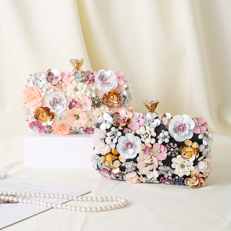 Floral Evening Dinner Handbag  - Evening Bag Beaded บทวิจารณ์และราคา