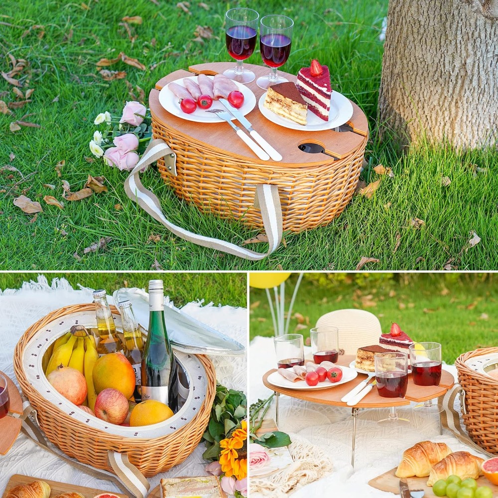 stboo picnic basket for 4, ins - Basket Bag Wicker บทวิจารณ์และราคา