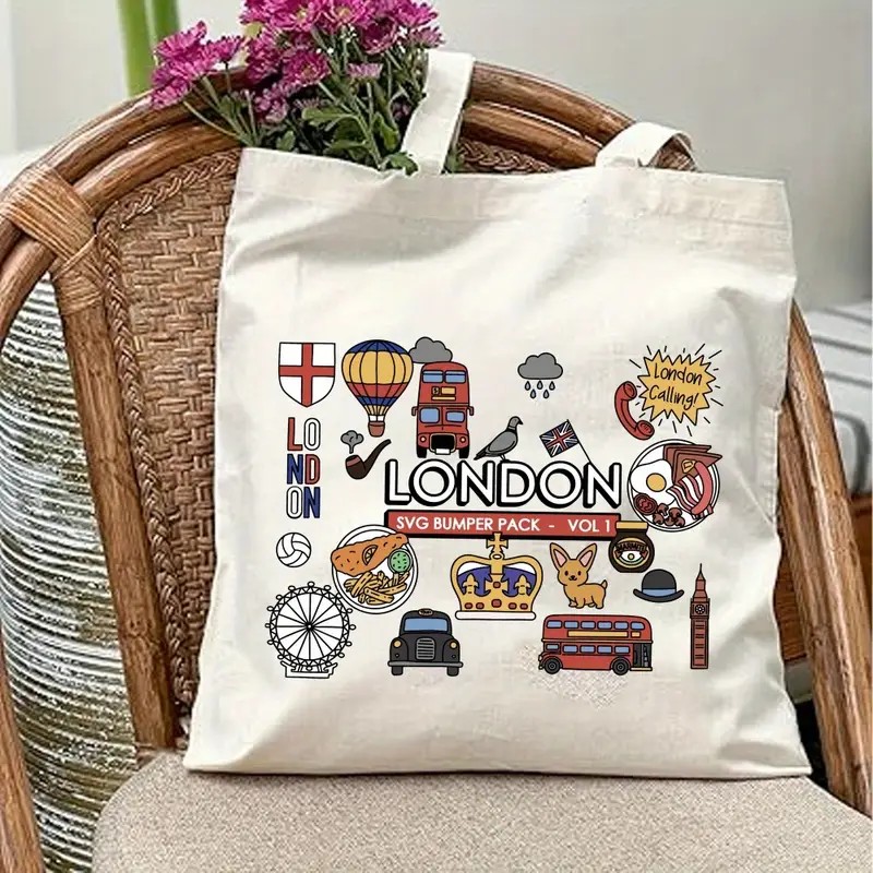 London UK Graphic Canvas Tote  - Women Bags Uk บทวิจารณ์และราคา