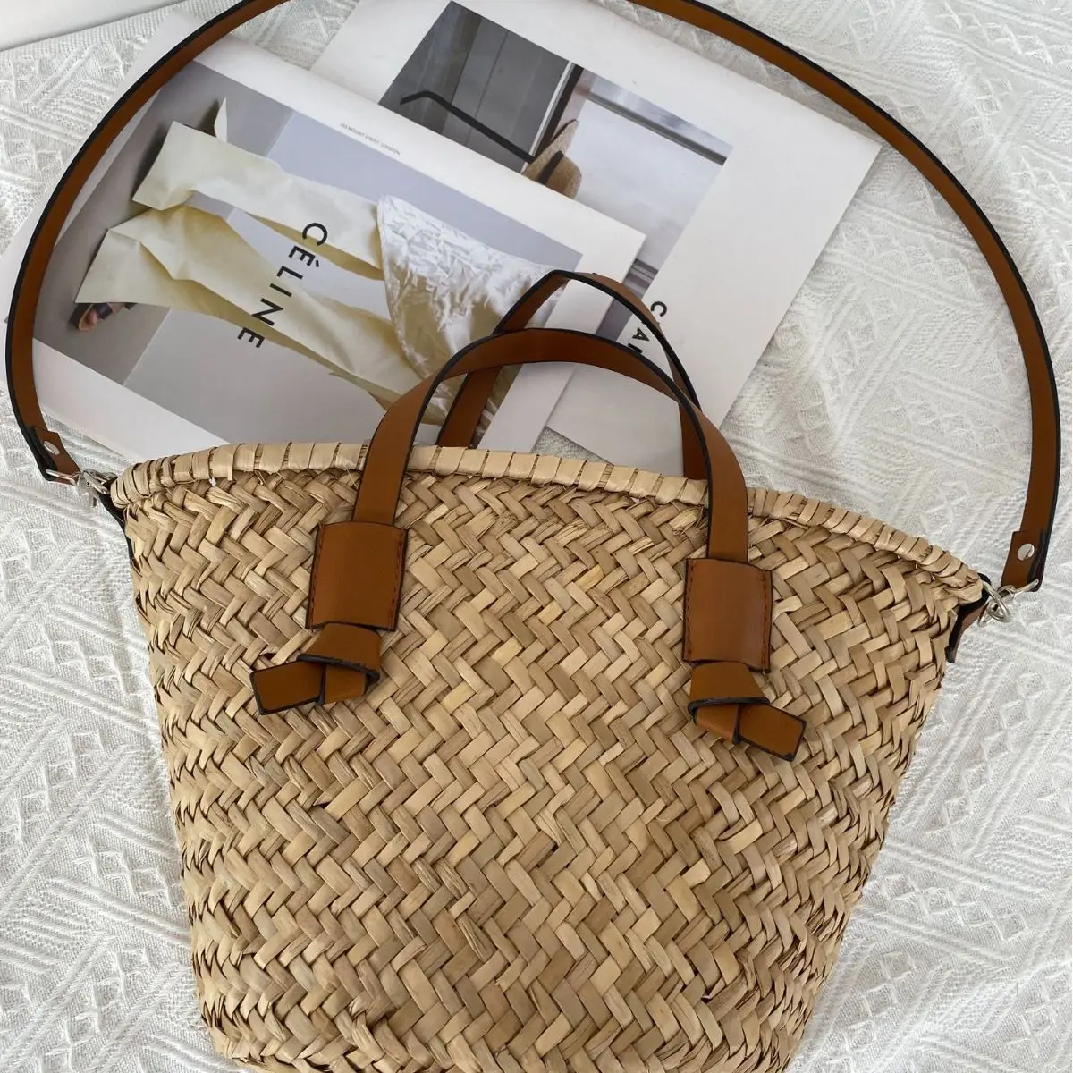 Bohemian Straw Basket Bag Hand - Basket Bag Wicker บทวิจารณ์และราคา