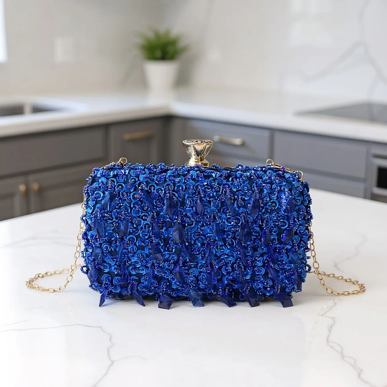 Sky Blue Color Tassel Evening  - Evening Bag Beaded บทวิจารณ์และราคา