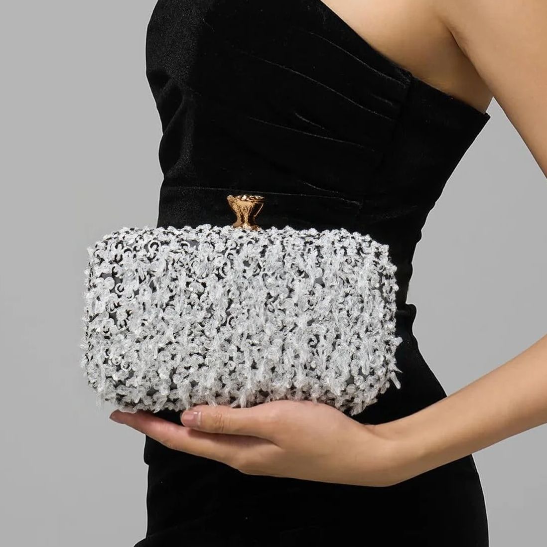 Sky Blue Color Tassel Evening  - Evening Bag Beaded บทวิจารณ์และราคา
