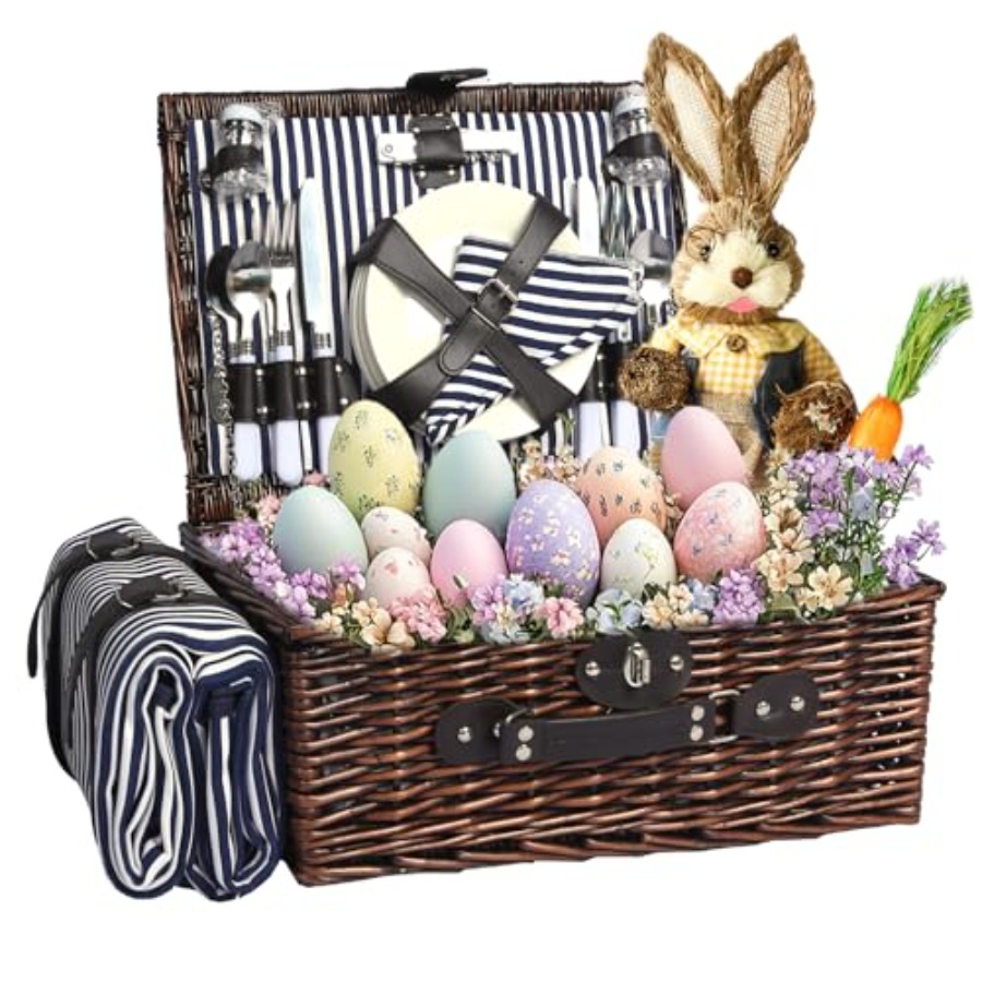 Picnic Basket Set for 4 with W - Basket Bag Wicker บทวิจารณ์และราคา