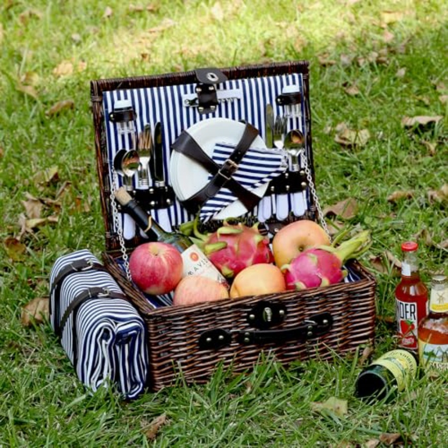 Picnic Basket Set for 4 with W - Basket Bag Wicker บทวิจารณ์และราคา