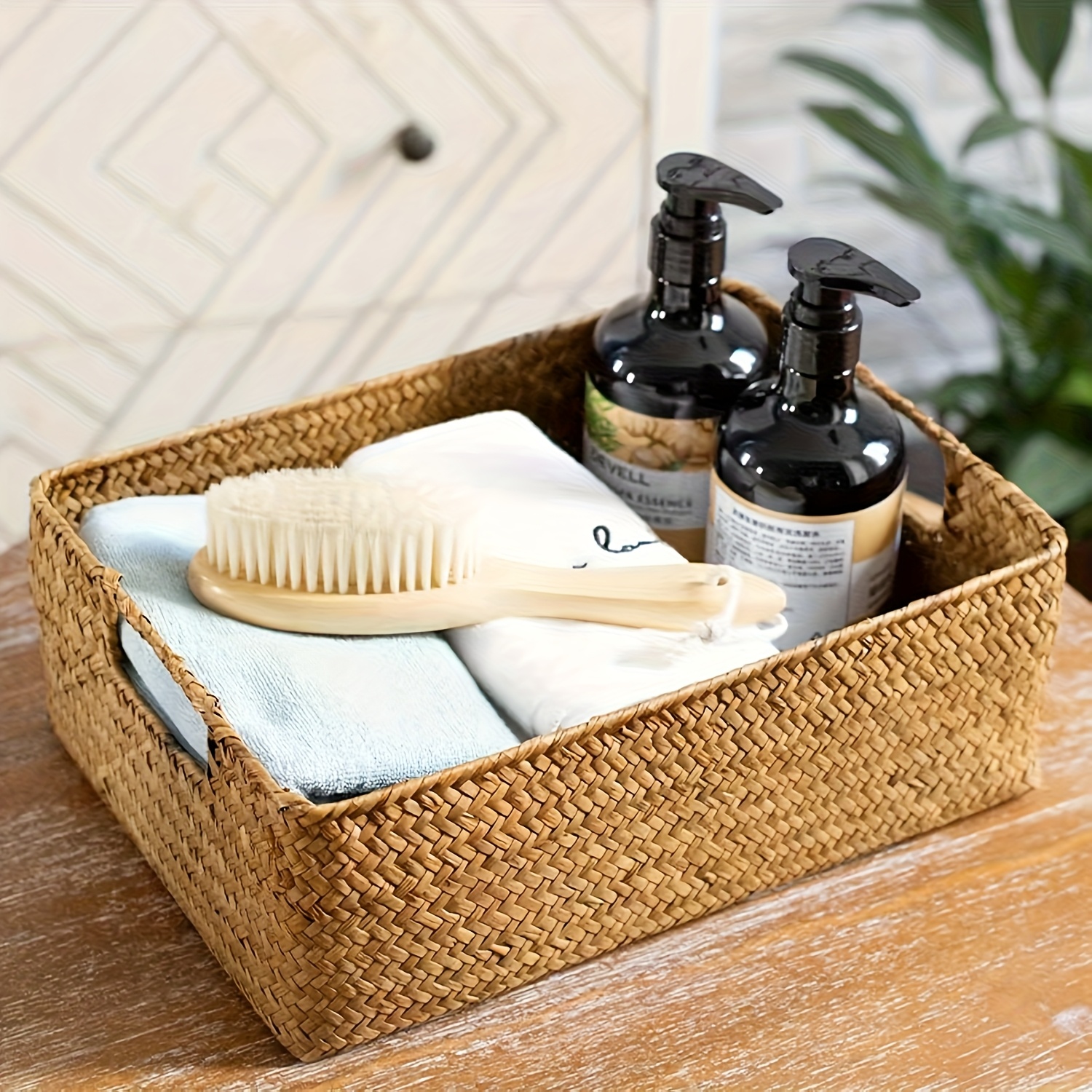 Handwoven Rattan Basket, Recta - Basket Bag Wicker บทวิจารณ์และราคา