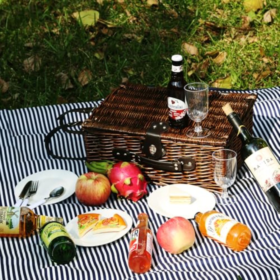 Picnic Basket Set for 4 with W - Basket Bag Wicker บทวิจารณ์และราคา