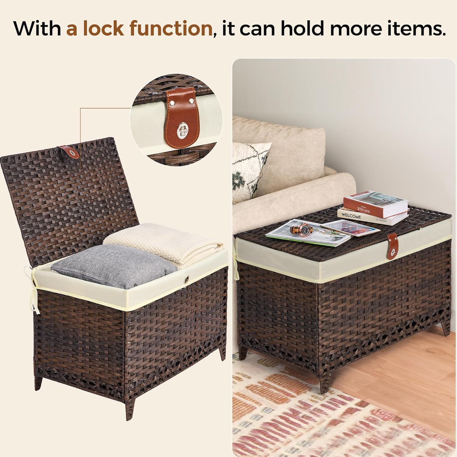 Storage Basket with Lid 200L,  - Basket Bag Wicker บทวิจารณ์และราคา