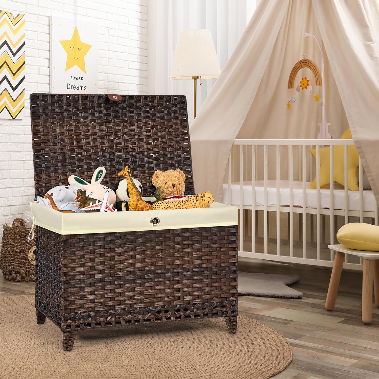 Storage Basket with Lid 200L,  - Basket Bag Wicker บทวิจารณ์และราคา